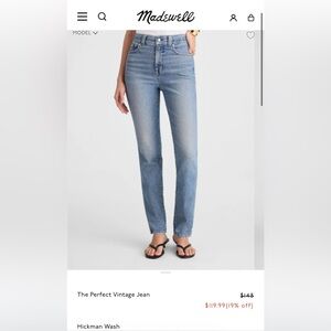 Madewell The Perfect Vintage Jean Size 26